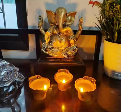 Water Sensor LED Diya - No Fire, No Smoke, No Oil – Just Radiant Light (Pack of 6/12/18/24)