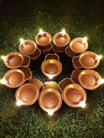 Water Sensor LED Diya - No Fire, No Smoke, No Oil – Just Radiant Light (Pack of 6/12/18/24)